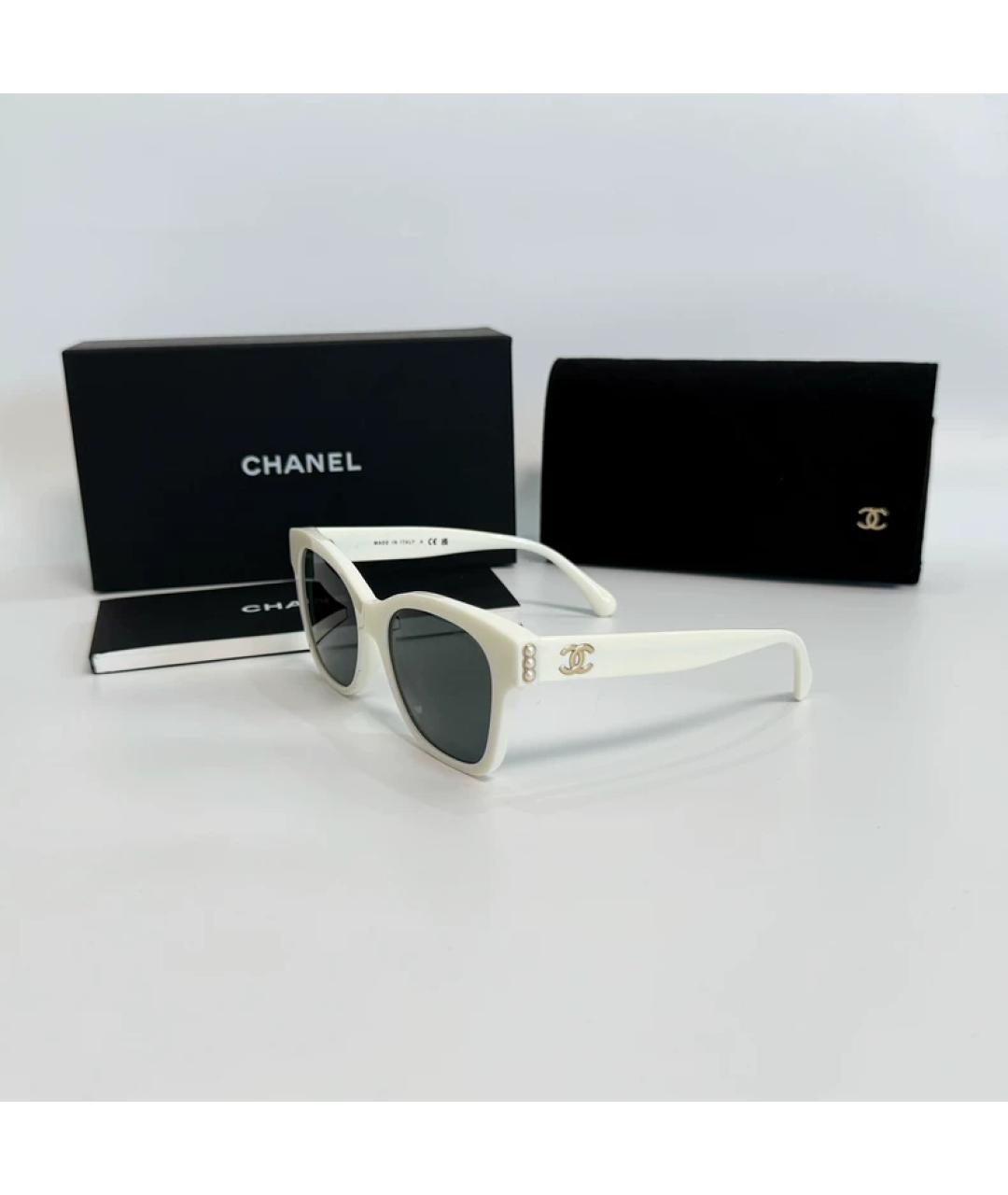 CHANEL Белые пластиковые солнцезащитные очки, фото 5