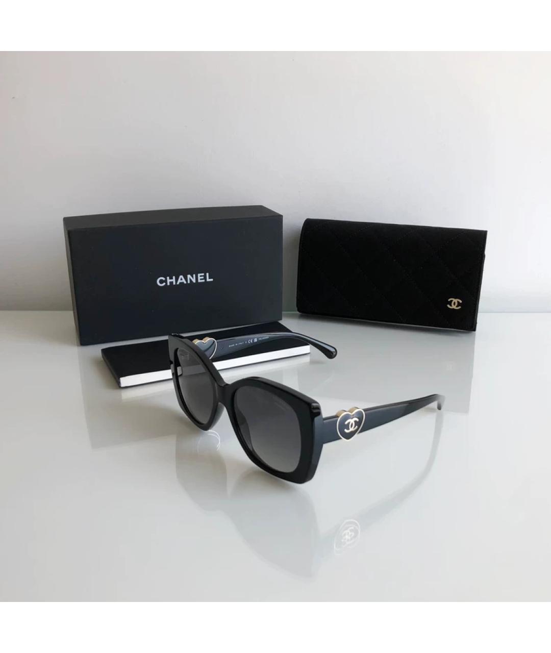 CHANEL Черные пластиковые солнцезащитные очки, фото 6