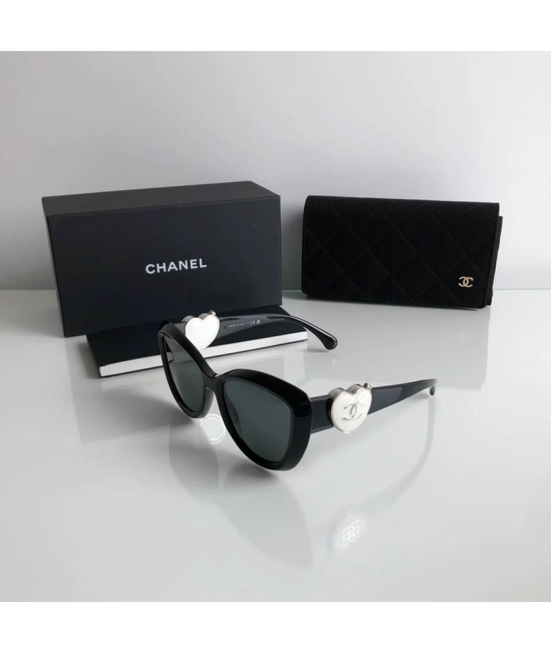 CHANEL Черные пластиковые солнцезащитные очки, фото 6