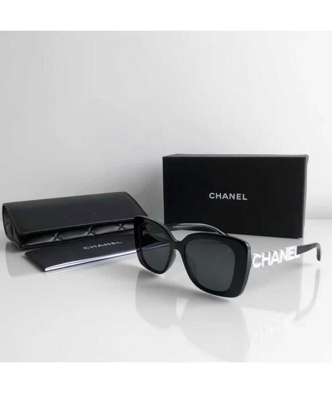 CHANEL Черные пластиковые солнцезащитные очки, фото 6