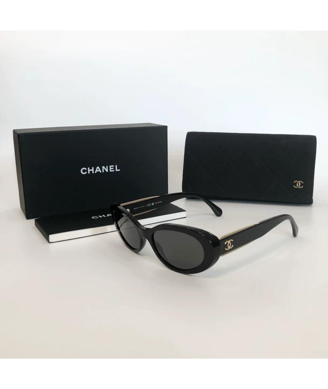 CHANEL Черные пластиковые солнцезащитные очки, фото 4