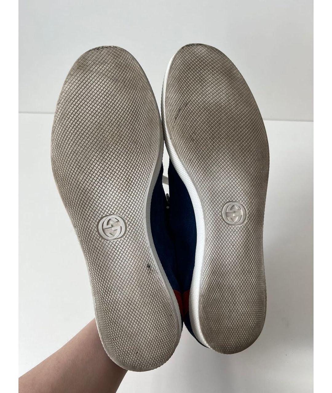 GUCCI Синие замшевые низкие кроссовки / кеды, фото 4