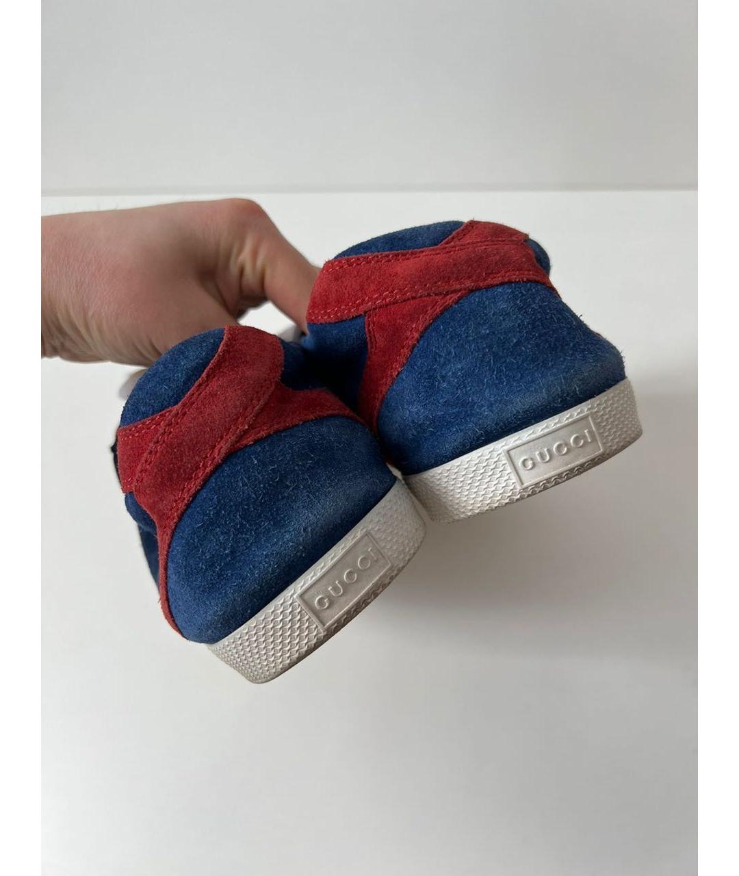 GUCCI Синие замшевые низкие кроссовки / кеды, фото 3