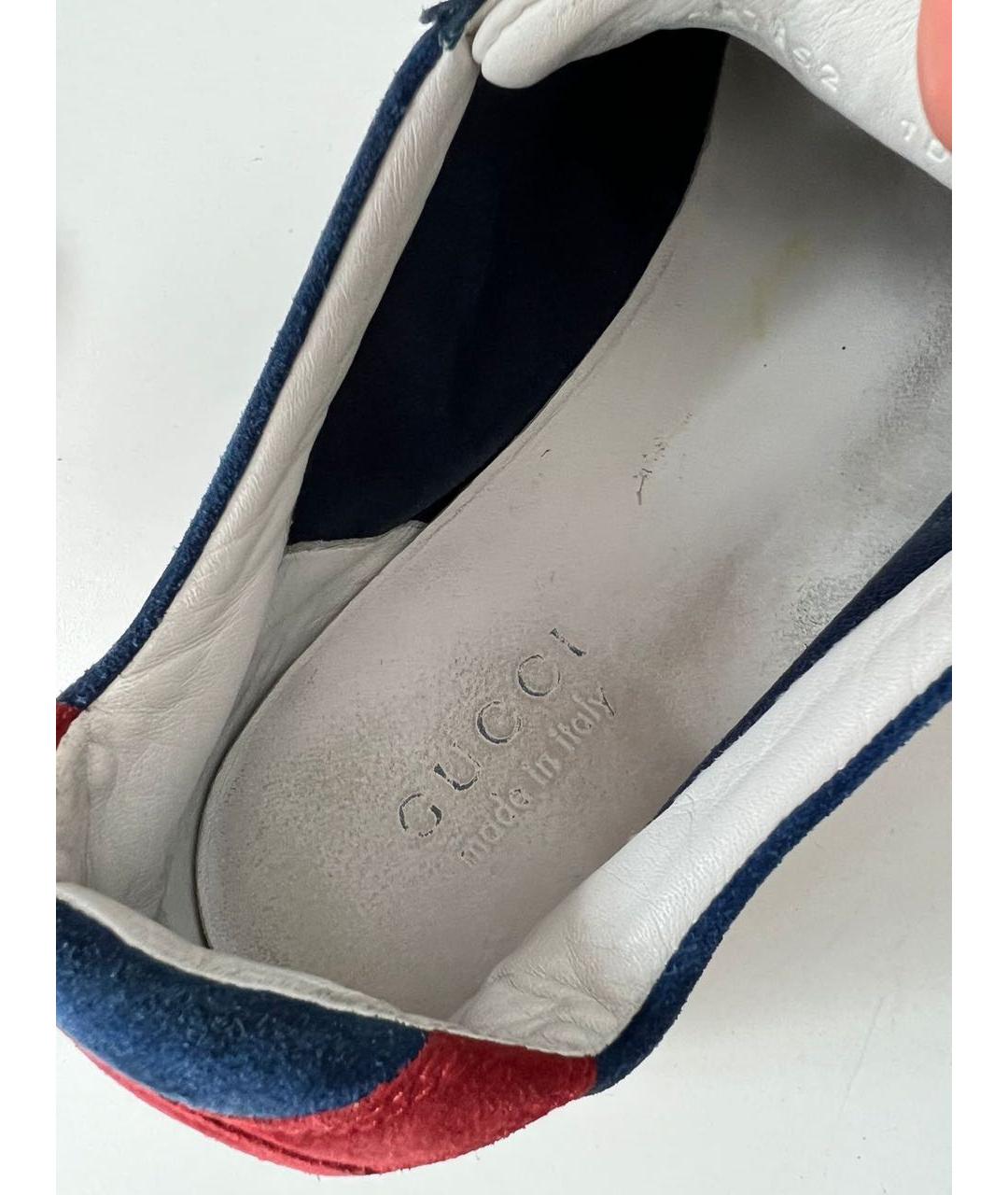 GUCCI Синие замшевые низкие кроссовки / кеды, фото 6