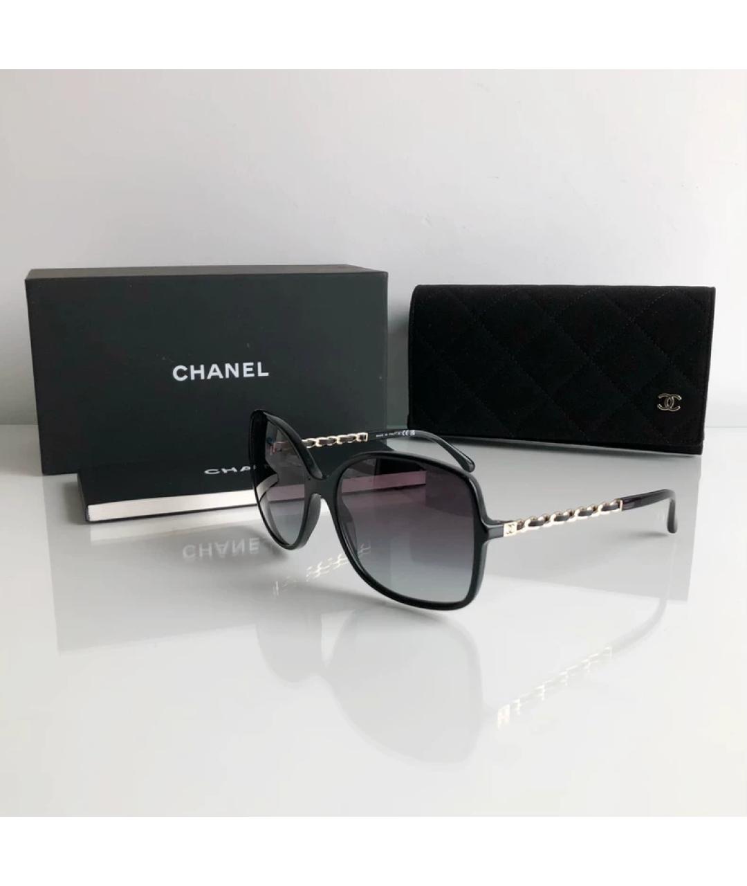 CHANEL Черные пластиковые солнцезащитные очки, фото 5