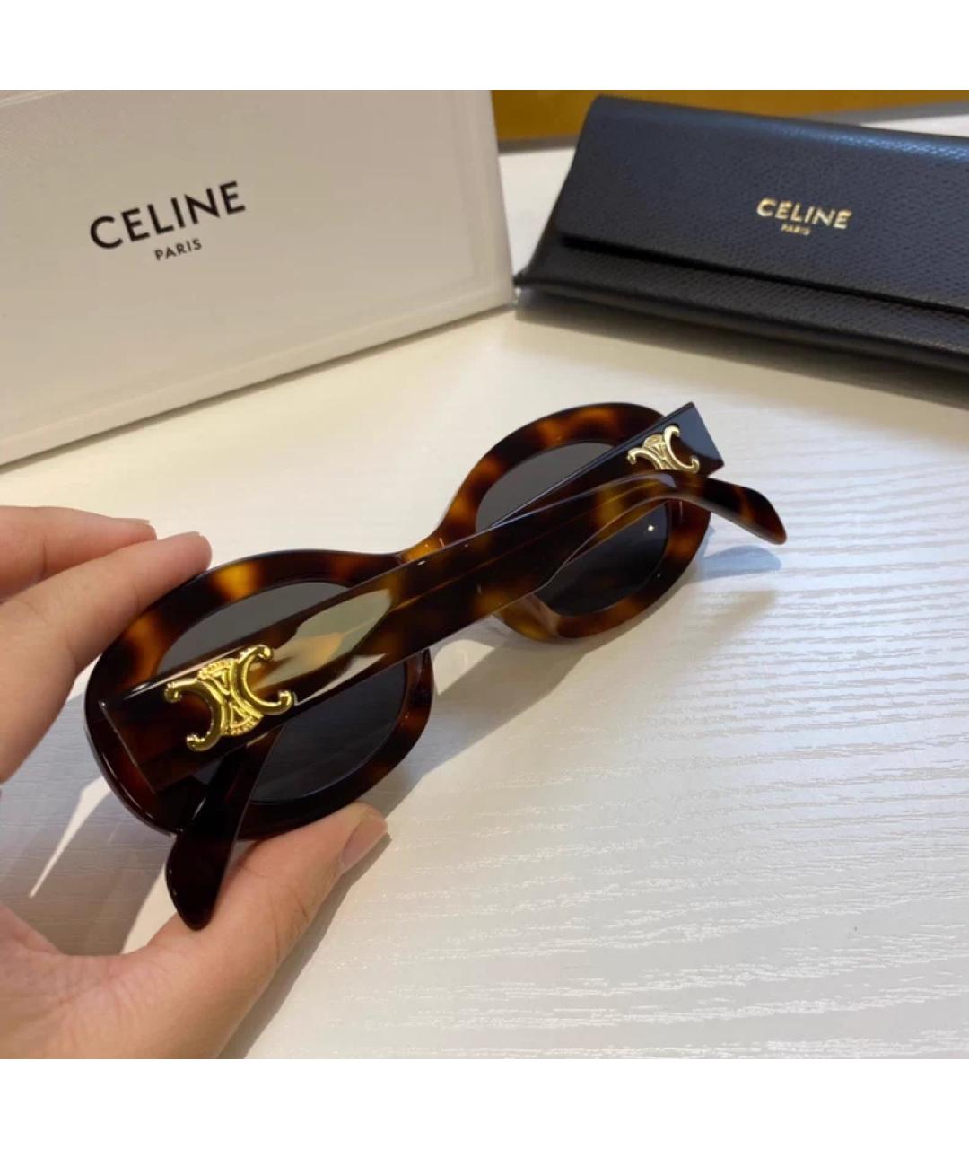 CELINE Коричневые пластиковые солнцезащитные очки, фото 2