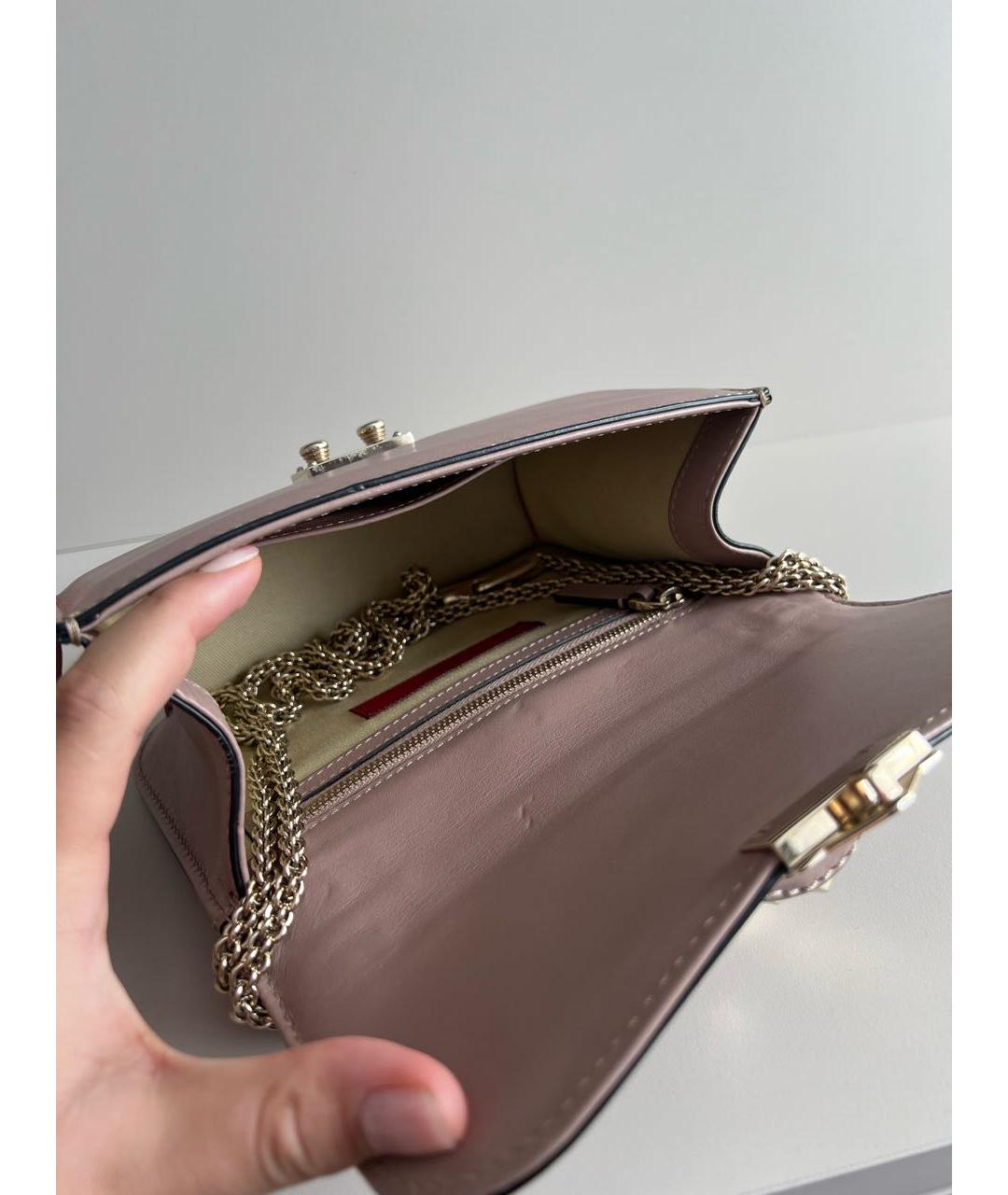 VALENTINO Бежевая кожаная сумка через плечо, фото 4