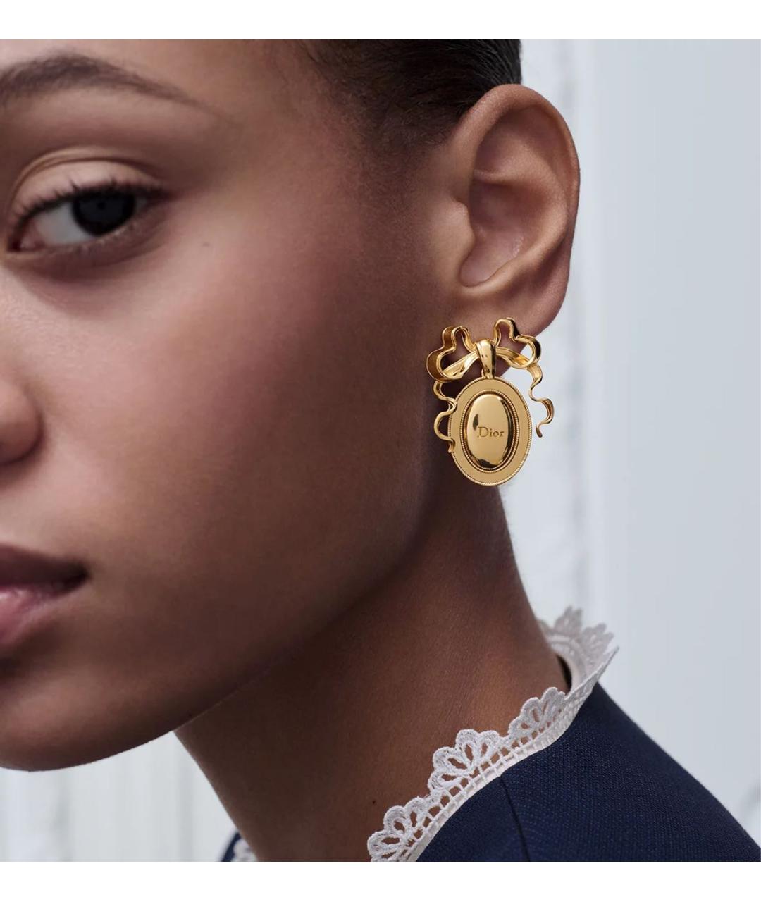 CHRISTIAN DIOR Желтые металлические серьги, фото 3