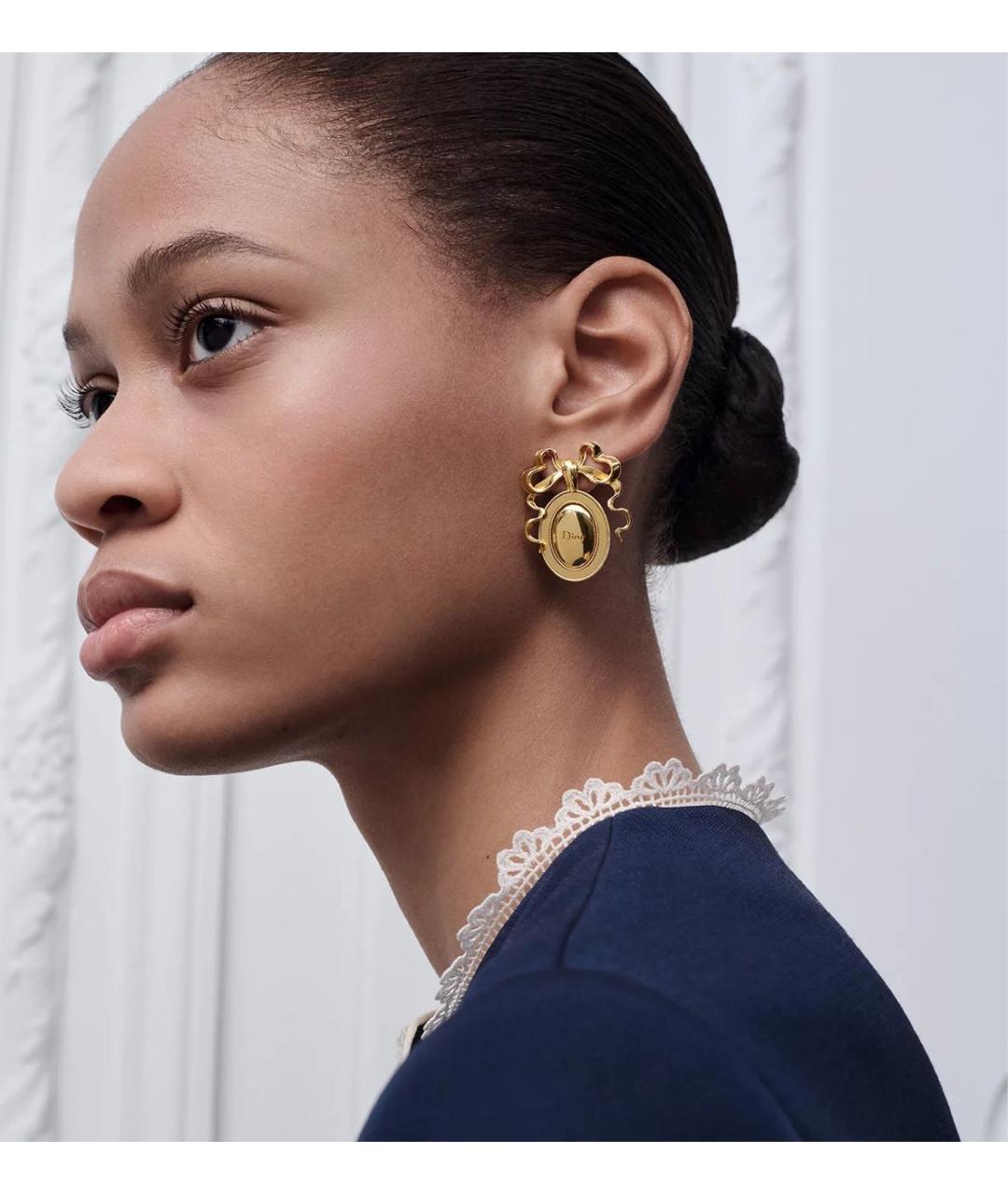 CHRISTIAN DIOR Желтые металлические серьги, фото 2