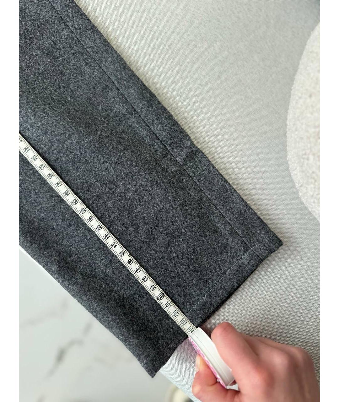 BRUNELLO CUCINELLI Антрацитовые шерстяные повседневные брюки, фото 5