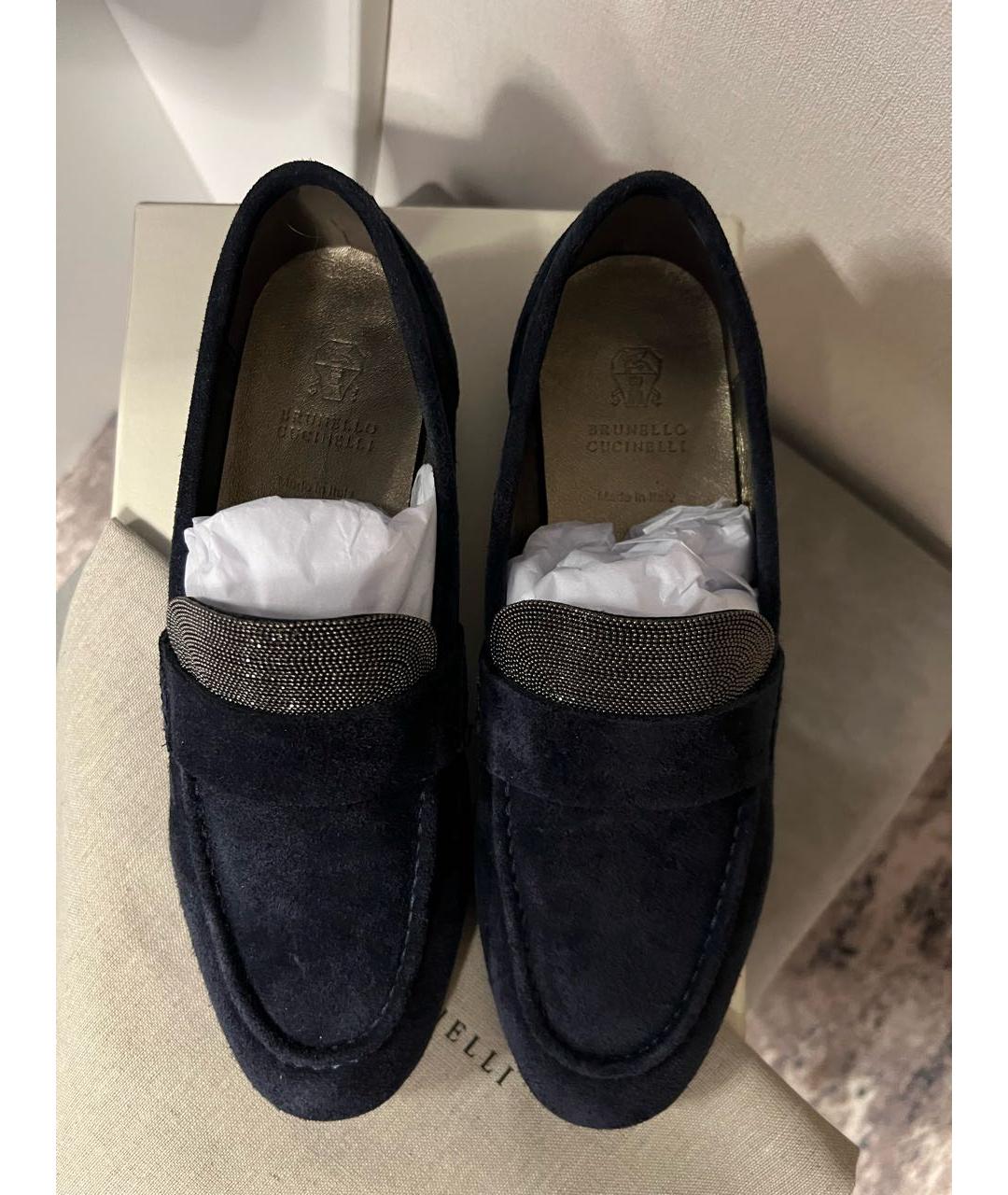 BRUNELLO CUCINELLI Синие замшевые лоферы, фото 3