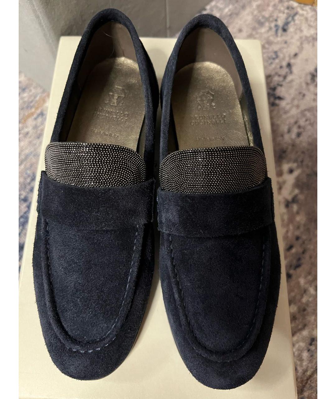 BRUNELLO CUCINELLI Синие замшевые лоферы, фото 2