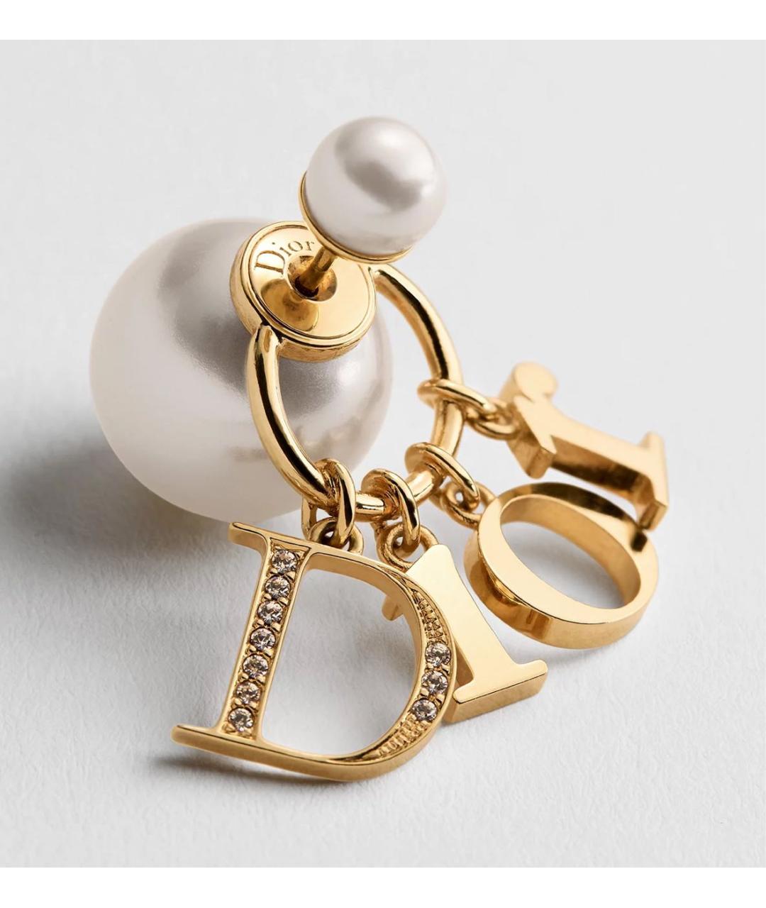 CHRISTIAN DIOR Желтые металлические серьги, фото 4