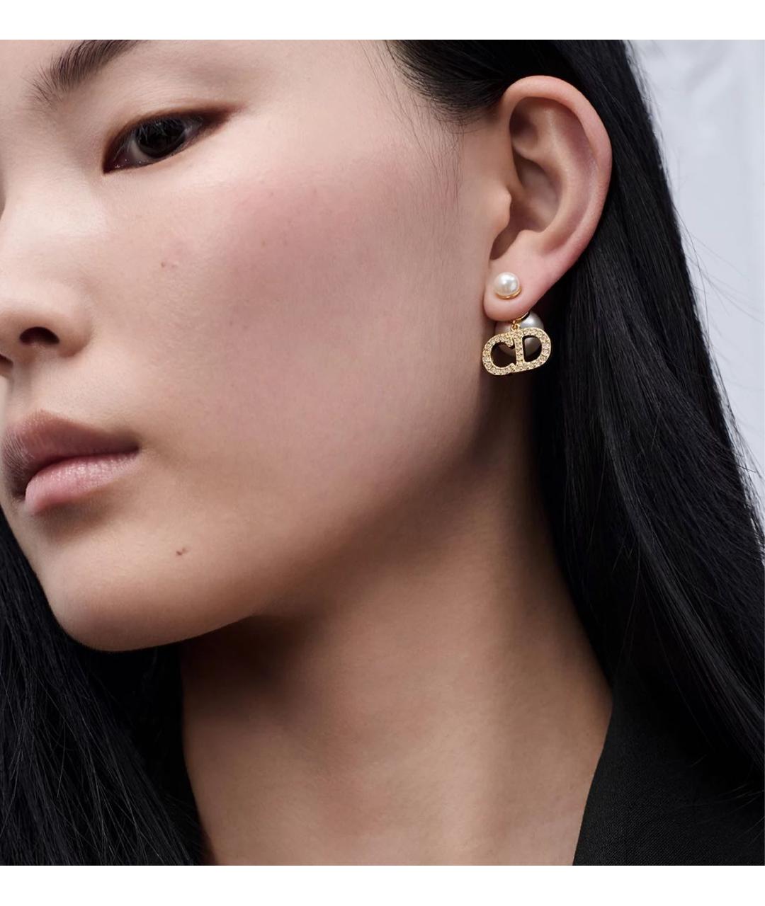 CHRISTIAN DIOR Желтые металлические серьги, фото 2