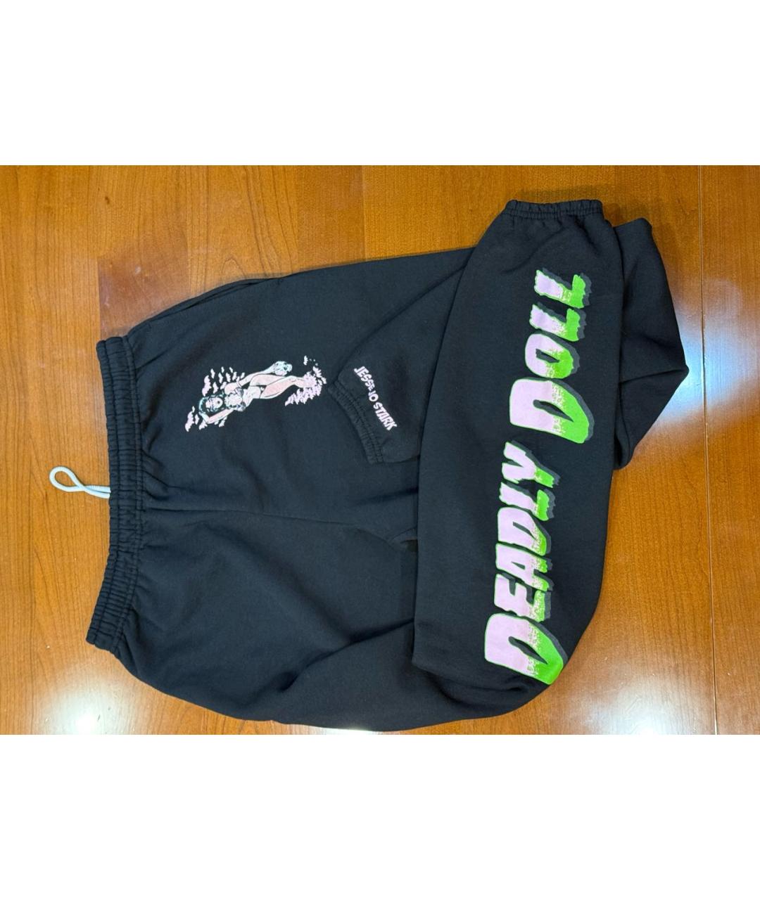 Deadly Doll Черный хлопковый спортивные костюмы, фото 2