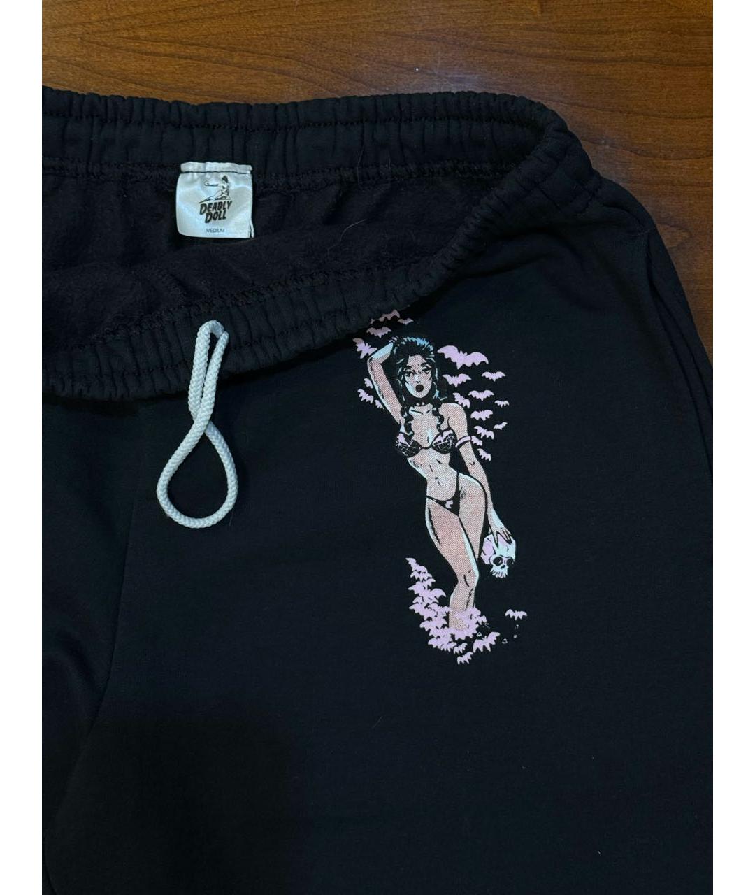Deadly Doll Черный хлопковый спортивные костюмы, фото 4