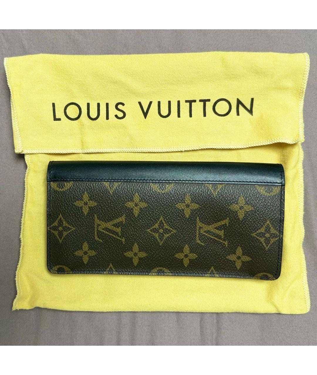 LOUIS VUITTON Коричневый кожаный кошелек, фото 5