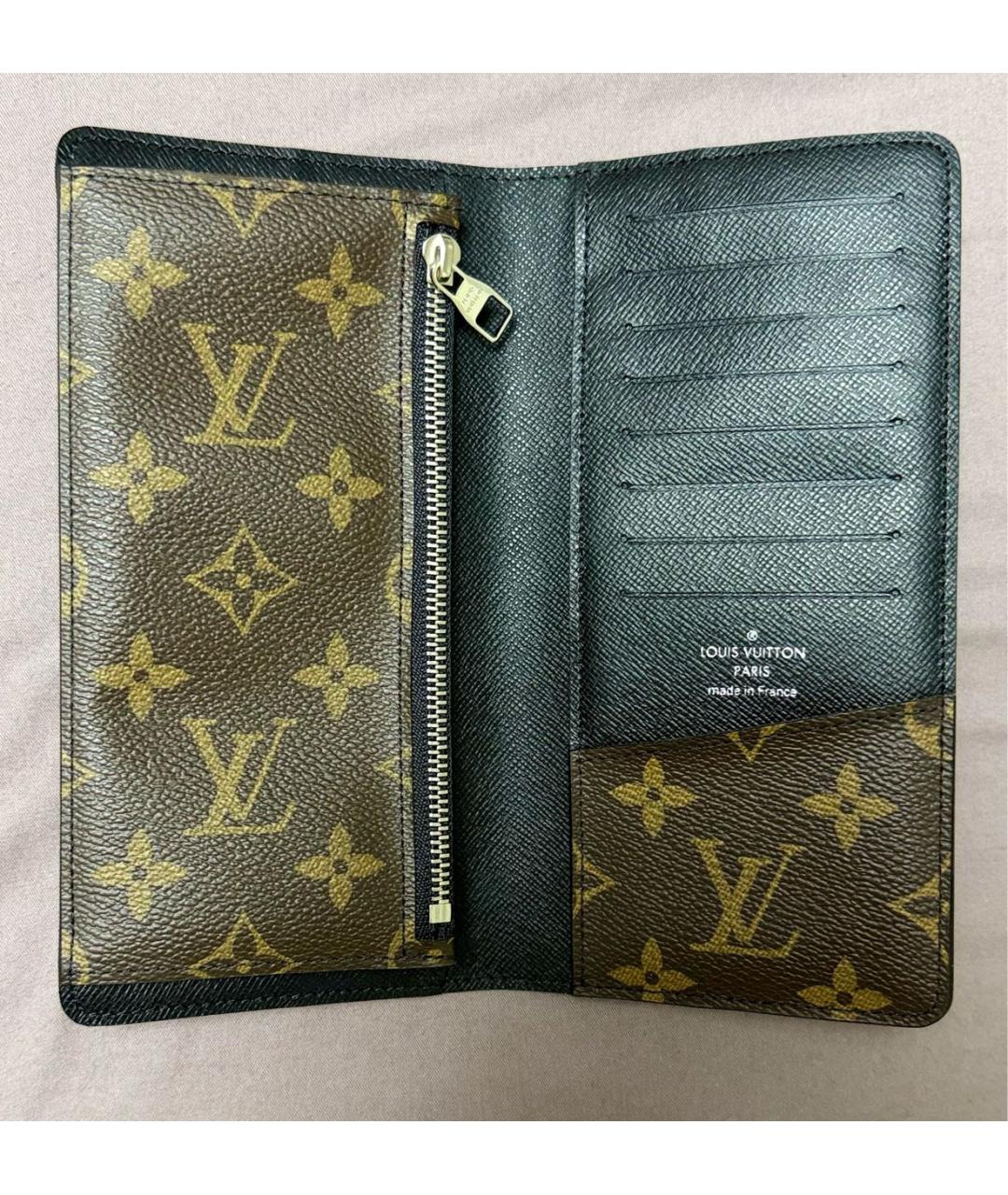 LOUIS VUITTON Коричневый кожаный кошелек, фото 3