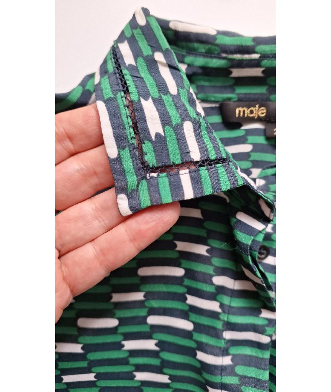 MAJE Зеленая шелковая рубашка, фото 4