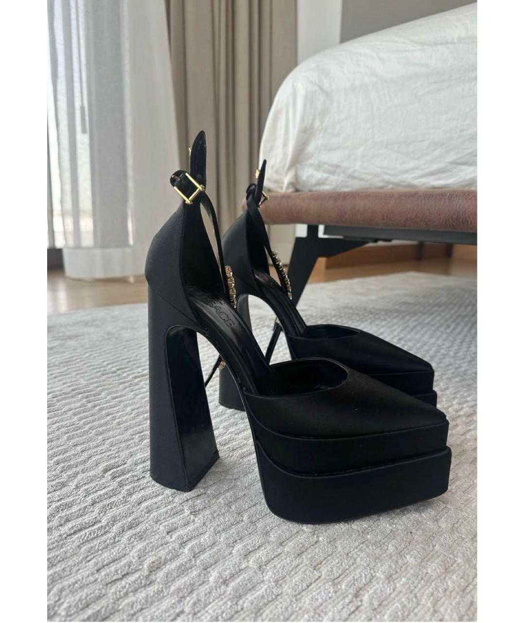 VERSACE Черные текстильные босоножки, фото 3