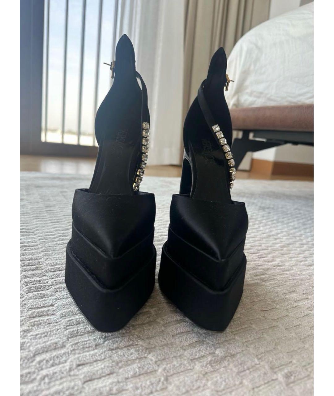 VERSACE Черные текстильные босоножки, фото 2