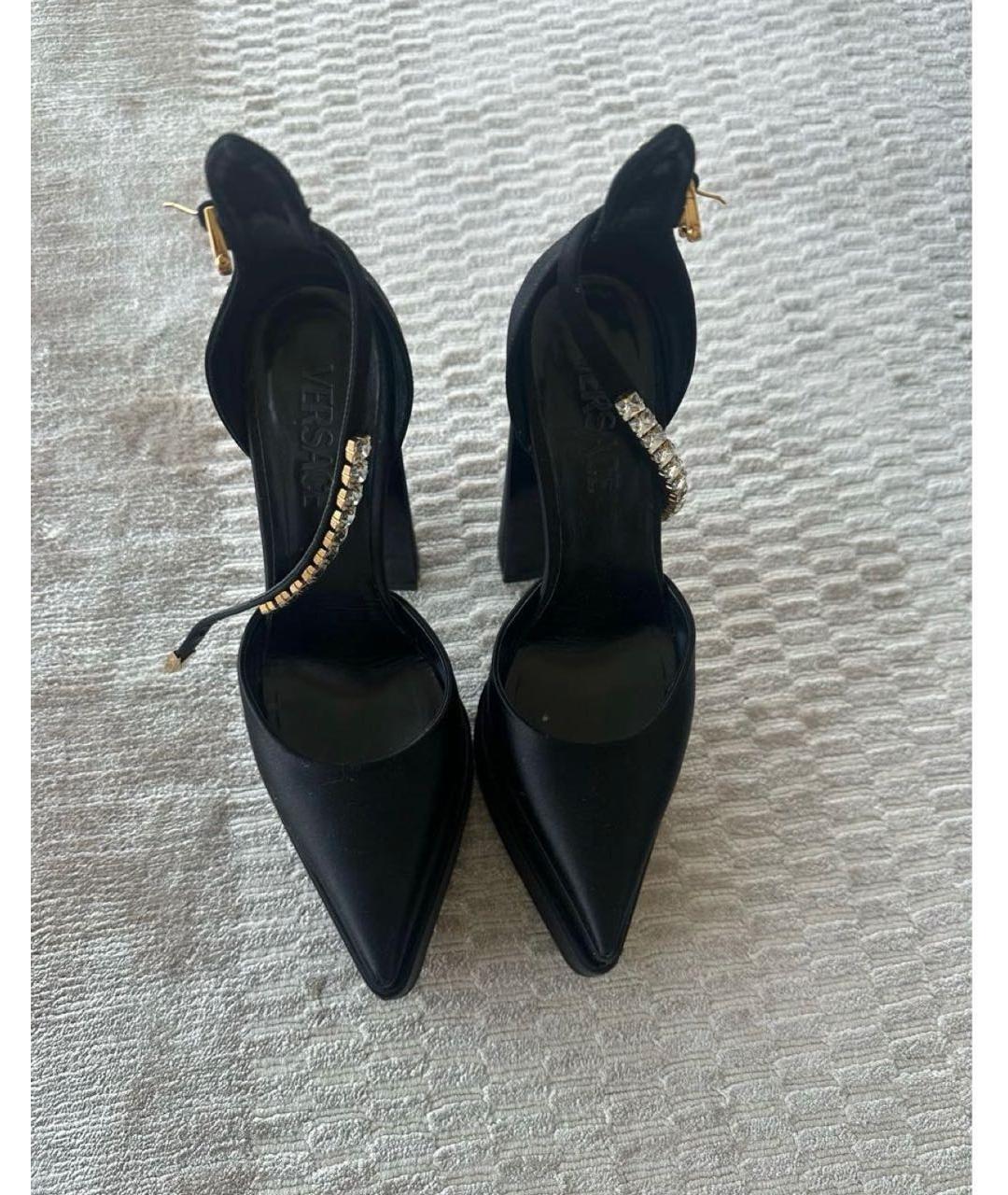 VERSACE Черные текстильные босоножки, фото 4