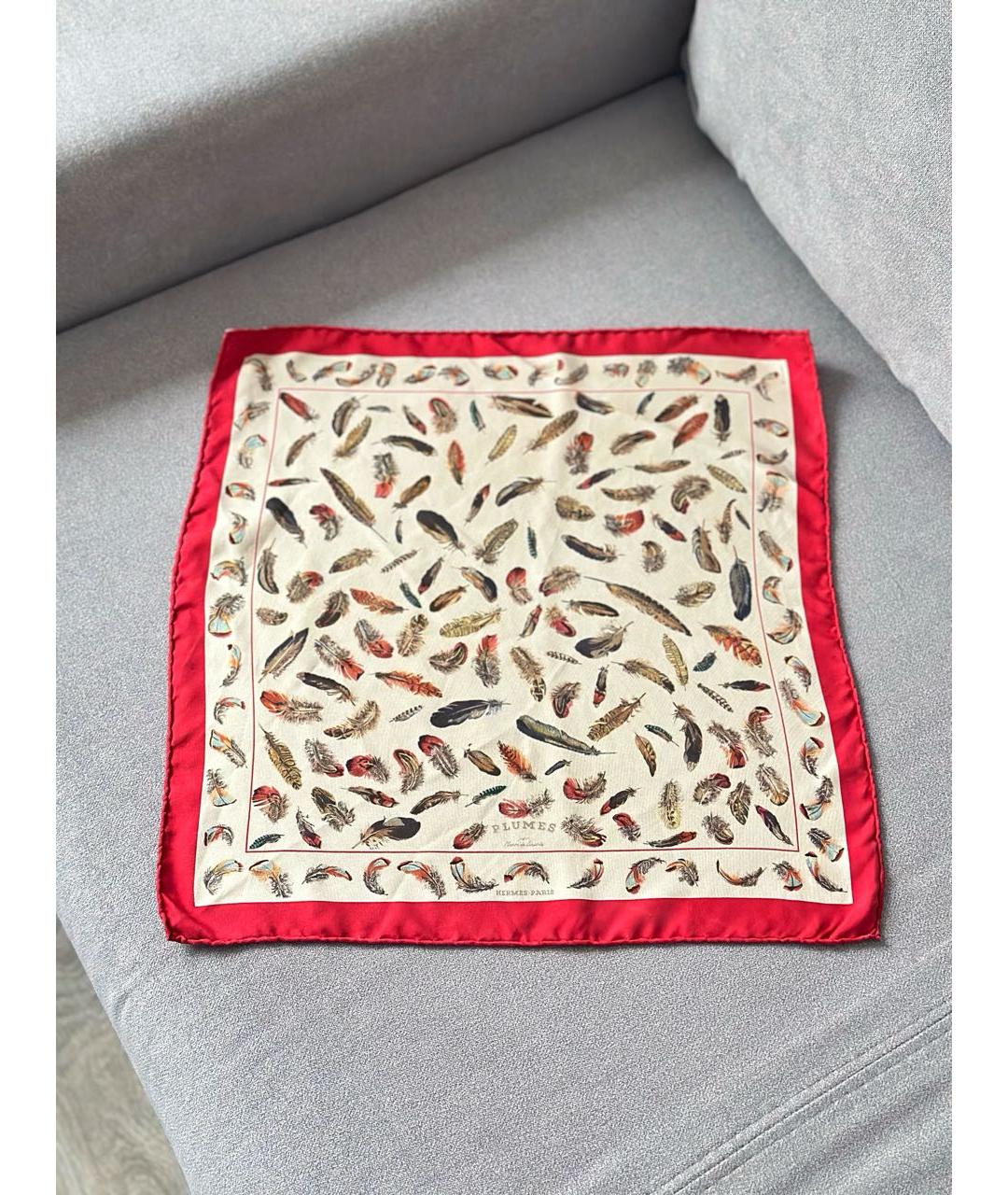 HERMES Бежевый шелковый платок, фото 3
