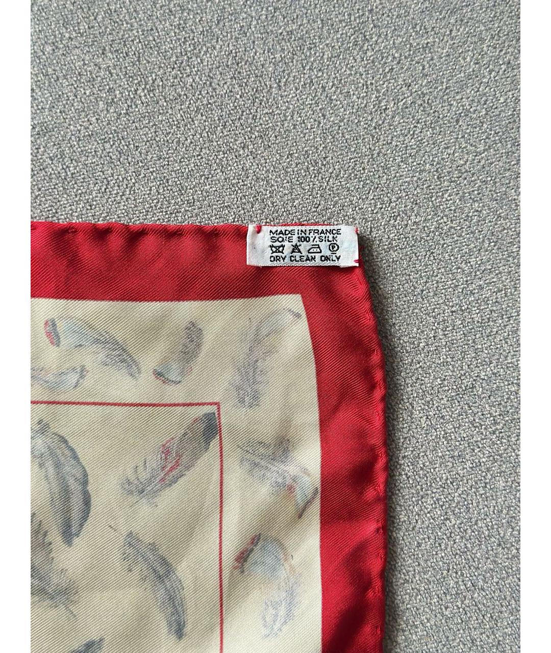 HERMES Бежевый шелковый платок, фото 5