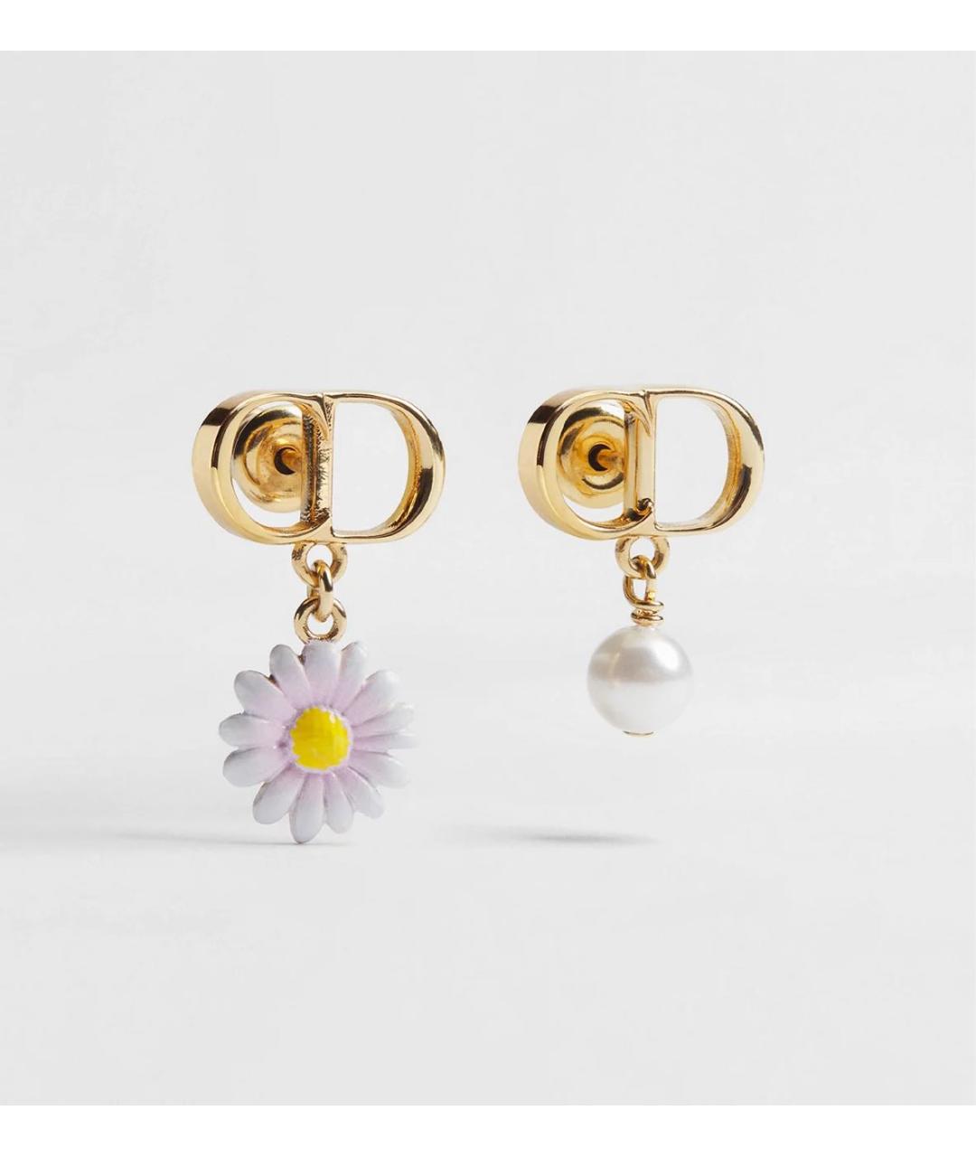 CHRISTIAN DIOR Желтые металлические серьги, фото 4