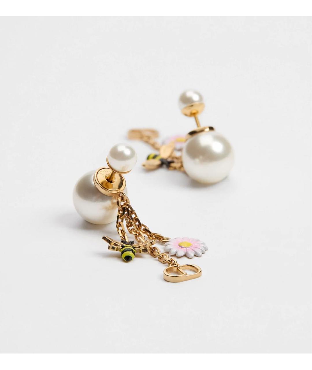 CHRISTIAN DIOR Желтые металлические серьги, фото 3