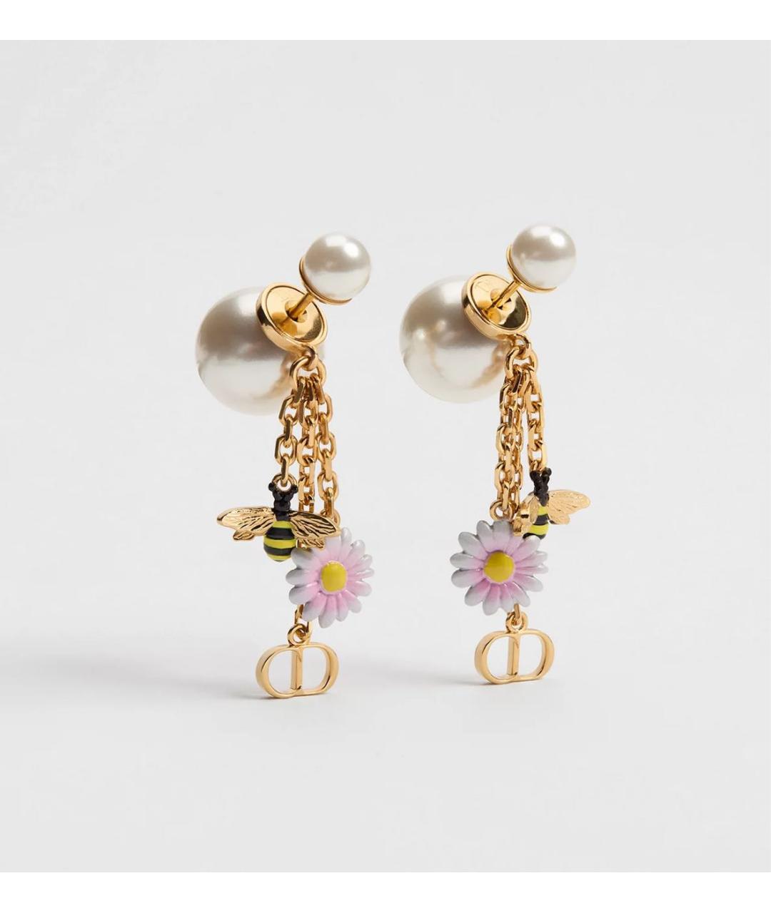 CHRISTIAN DIOR Желтые металлические серьги, фото 5
