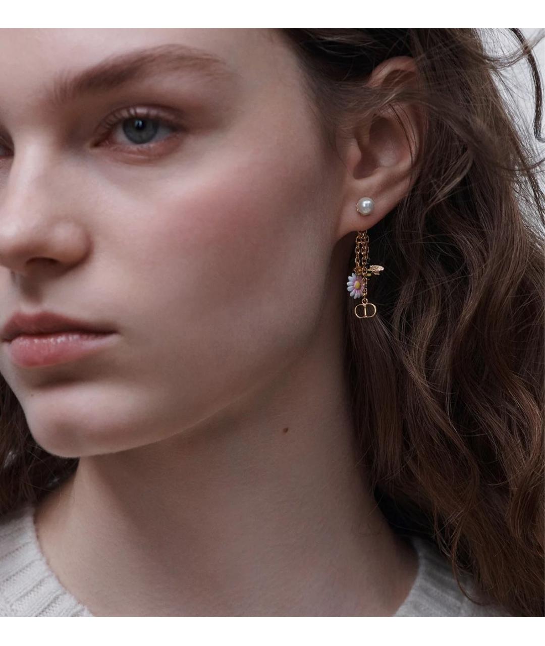 CHRISTIAN DIOR Желтые металлические серьги, фото 2