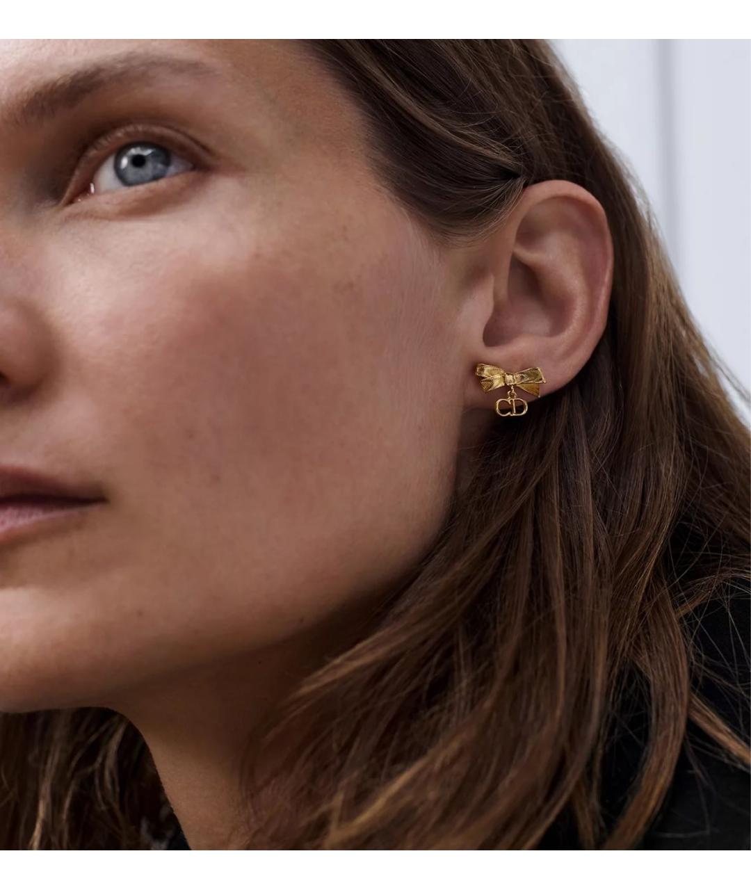 CHRISTIAN DIOR Желтые металлические серьги, фото 2