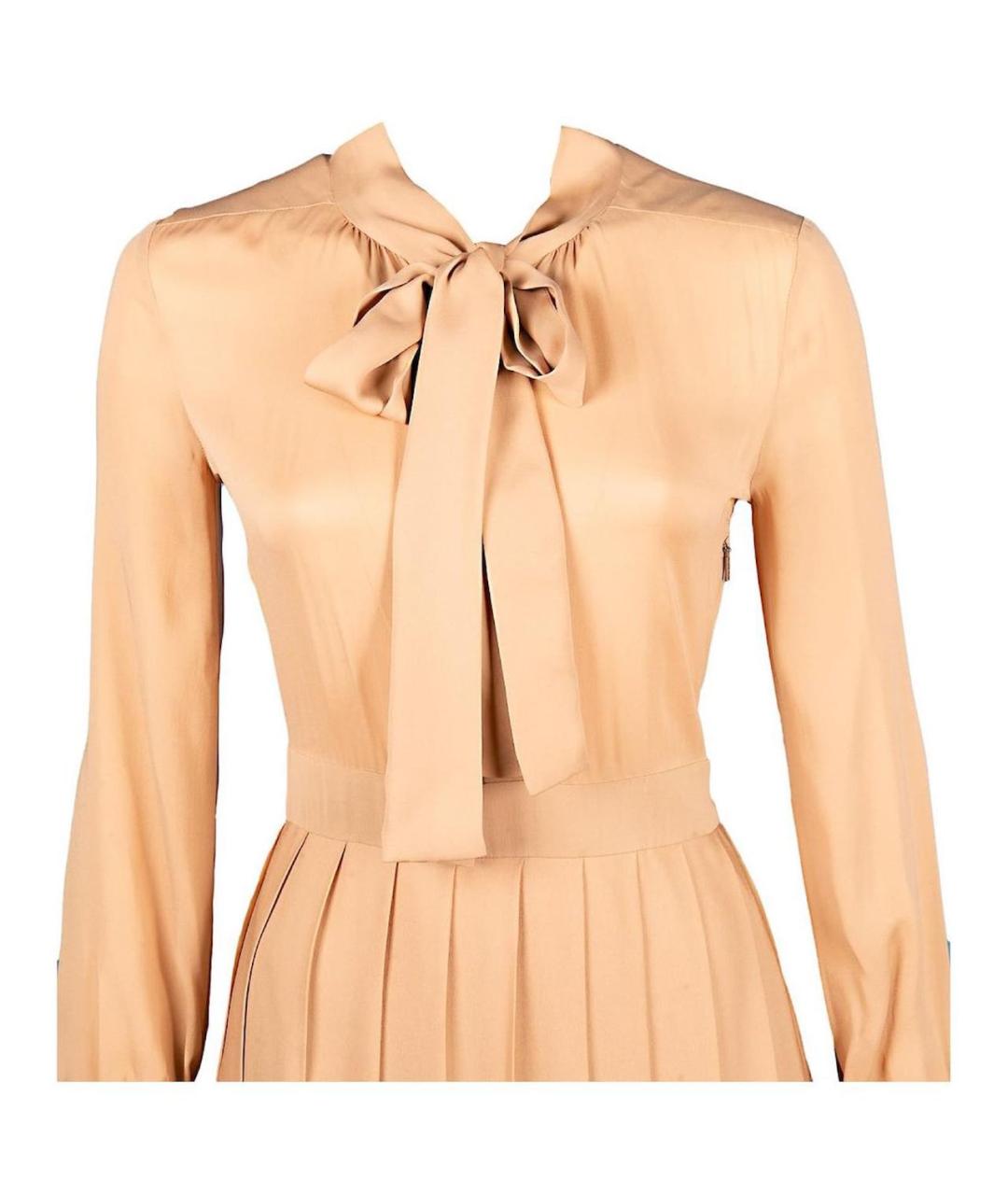 GUCCI Коралловое шелковое повседневное платье, фото 3