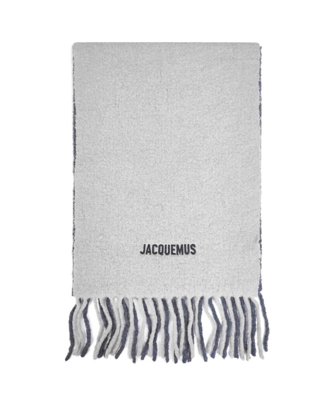 JACQUEMUS Серый шерстяной шарф, фото 4