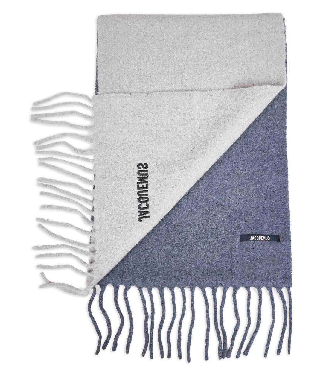 JACQUEMUS Серый шерстяной шарф, фото 2