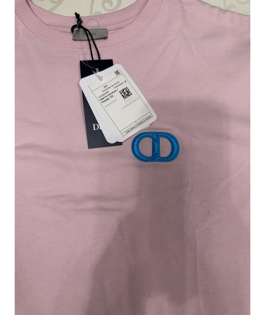 CHRISTIAN DIOR Розовая хлопковая футболка, фото 2