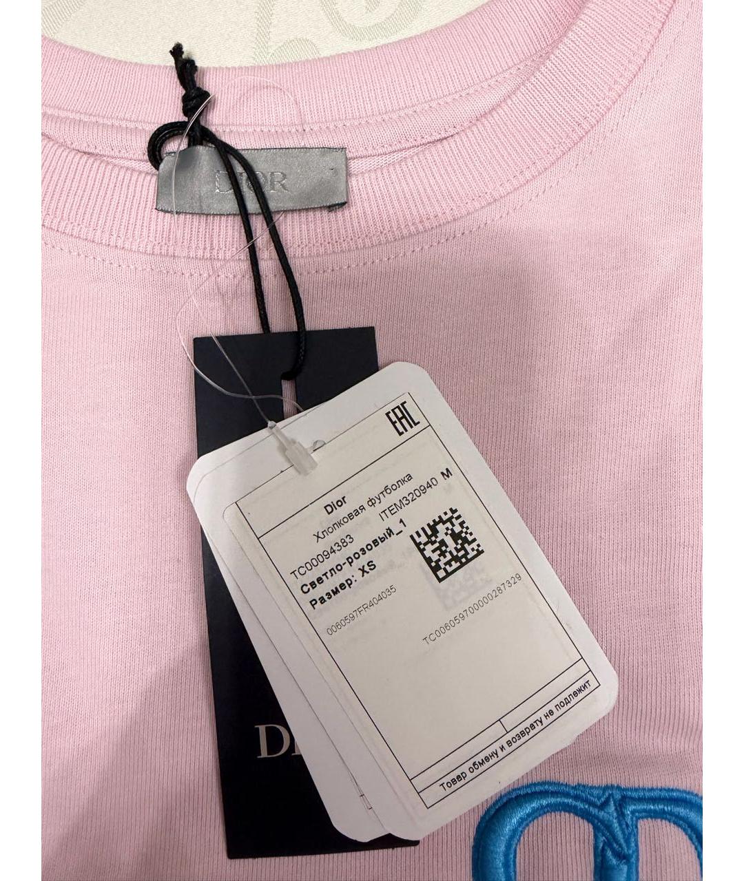 CHRISTIAN DIOR Розовая хлопковая футболка, фото 3