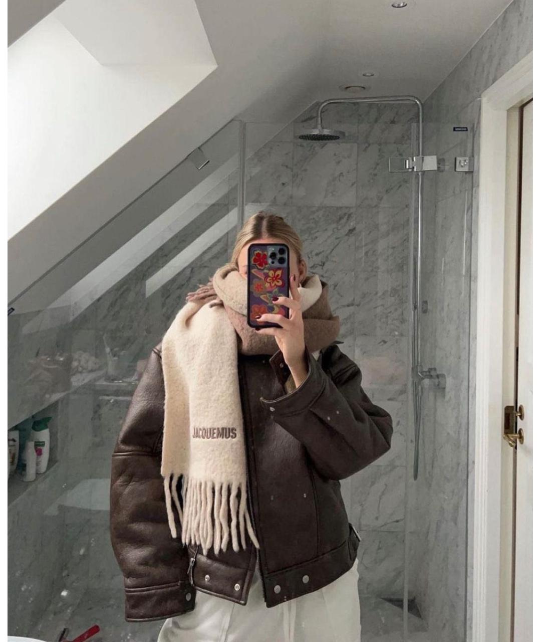 JACQUEMUS Бежевый шерстяной шарф, фото 4