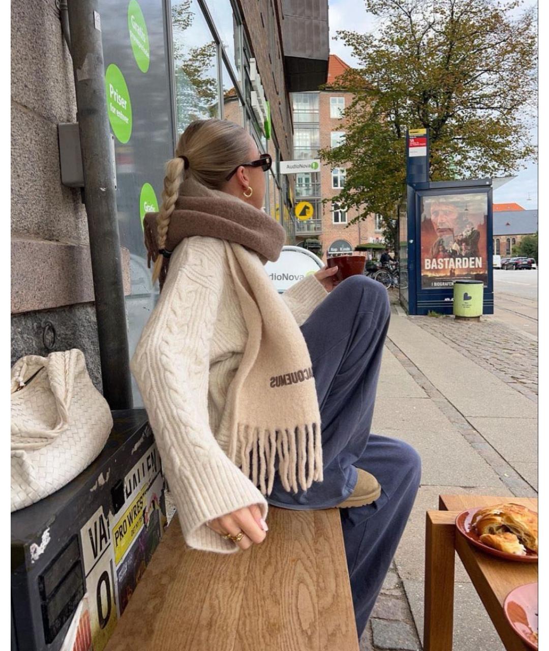 JACQUEMUS Бежевый шерстяной шарф, фото 3