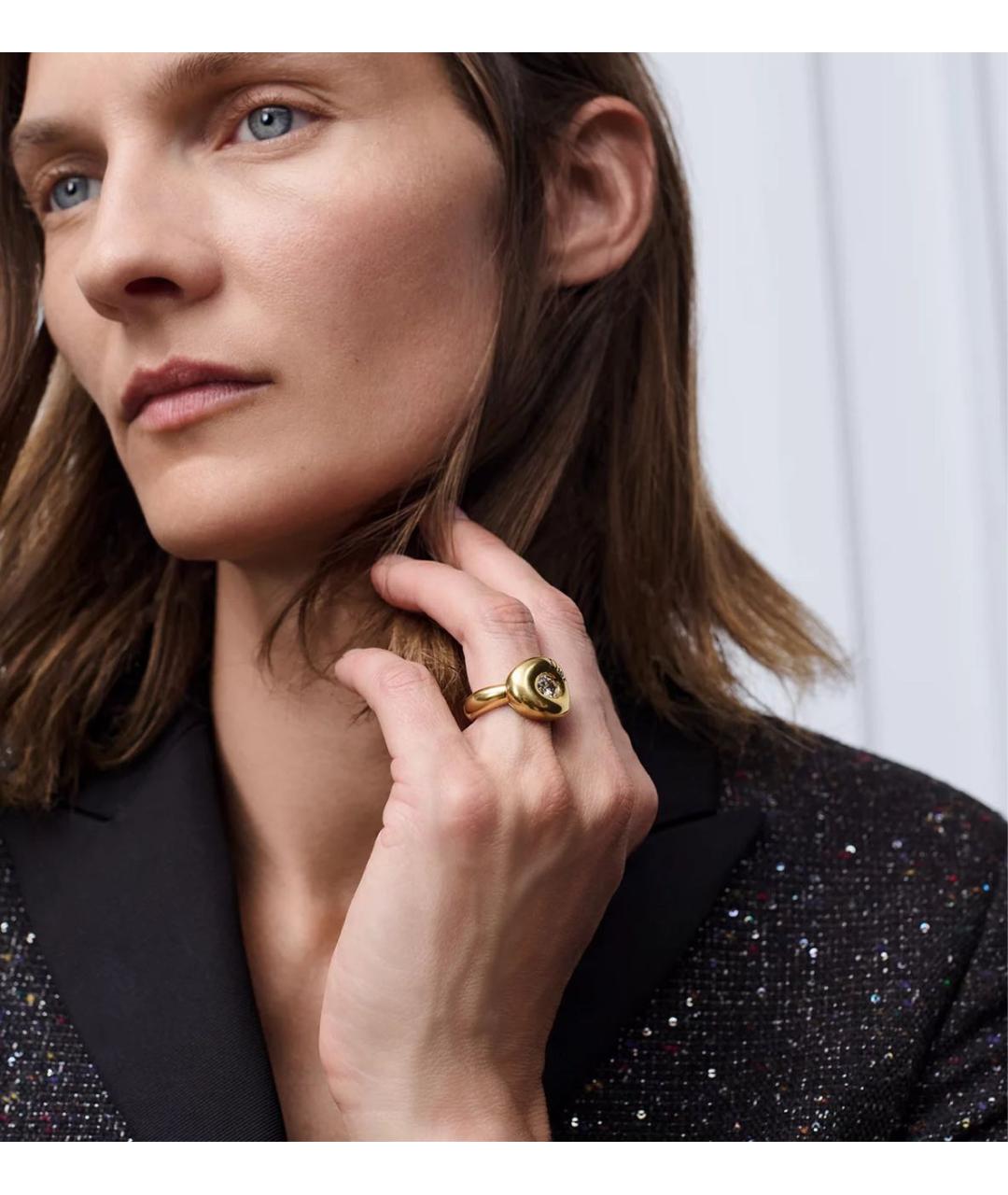 CHRISTIAN DIOR Желтое металлическое кольцо, фото 2