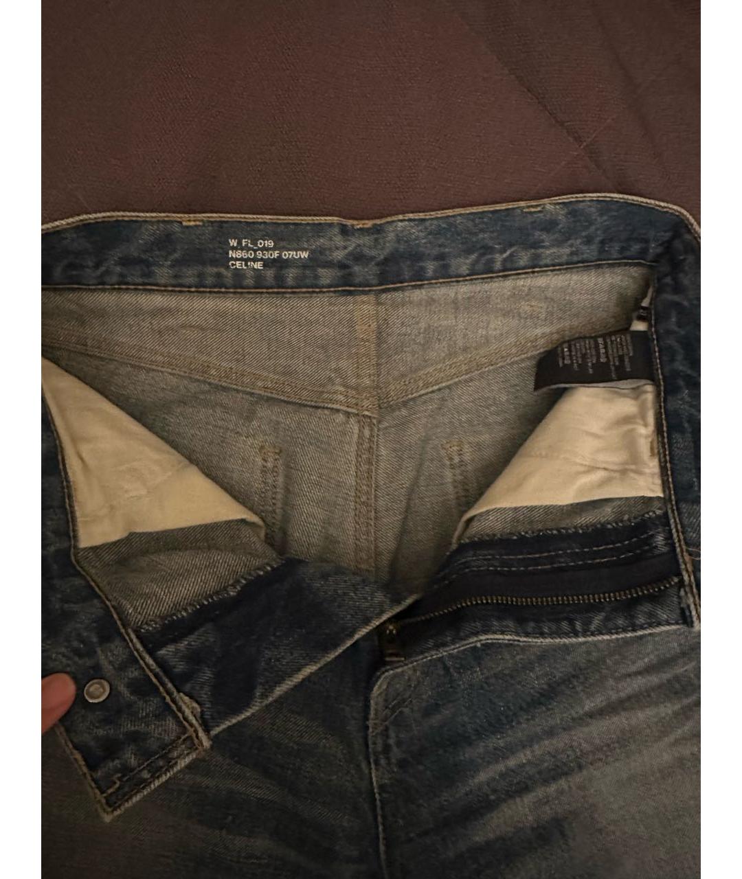 CELINE Синие хлопковые прямые джинсы, фото 3