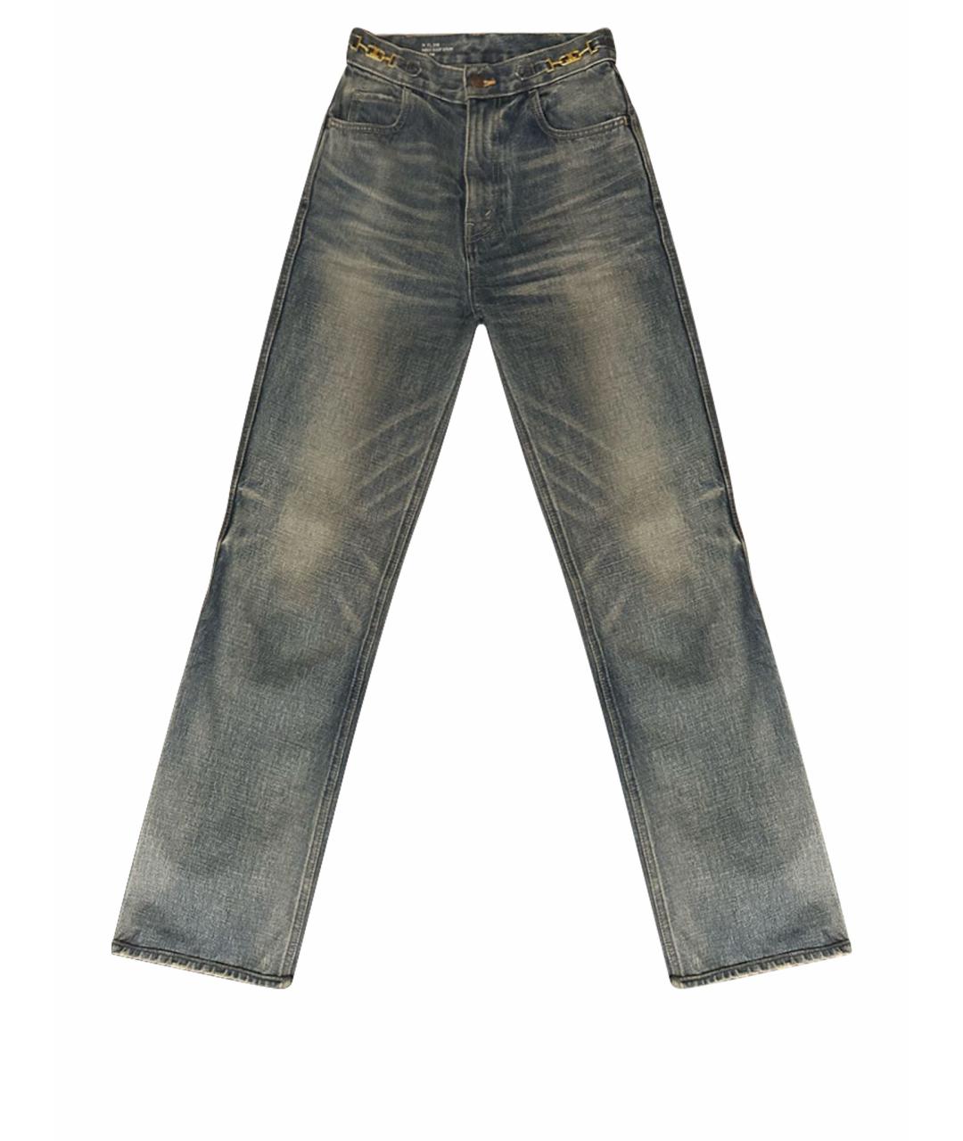 CELINE Синие хлопковые прямые джинсы, фото 1