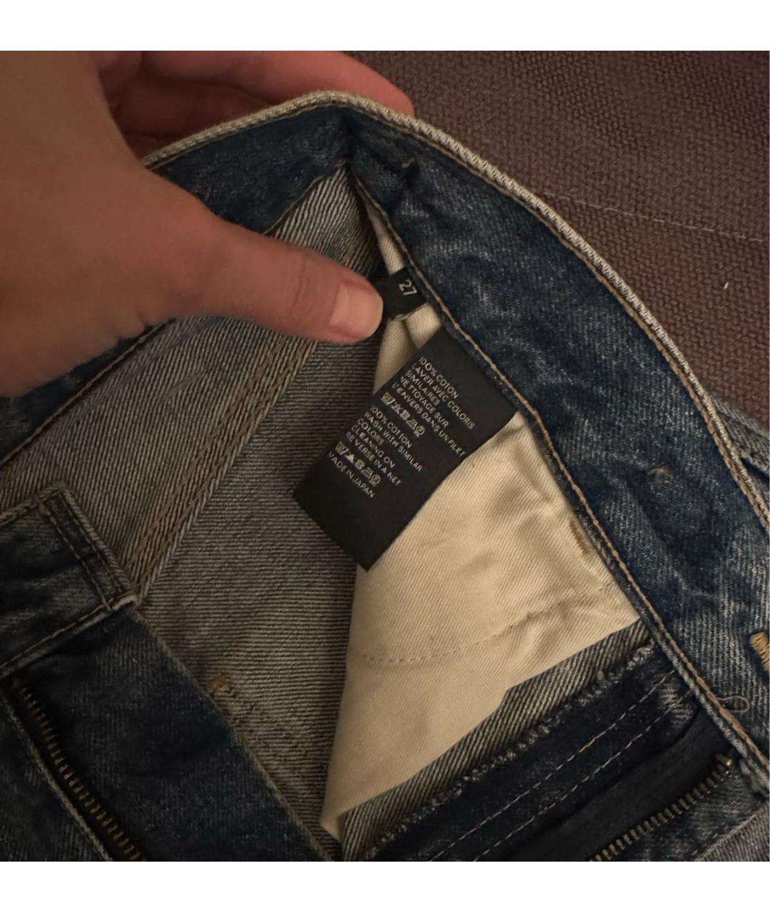 CELINE Синие хлопковые прямые джинсы, фото 8