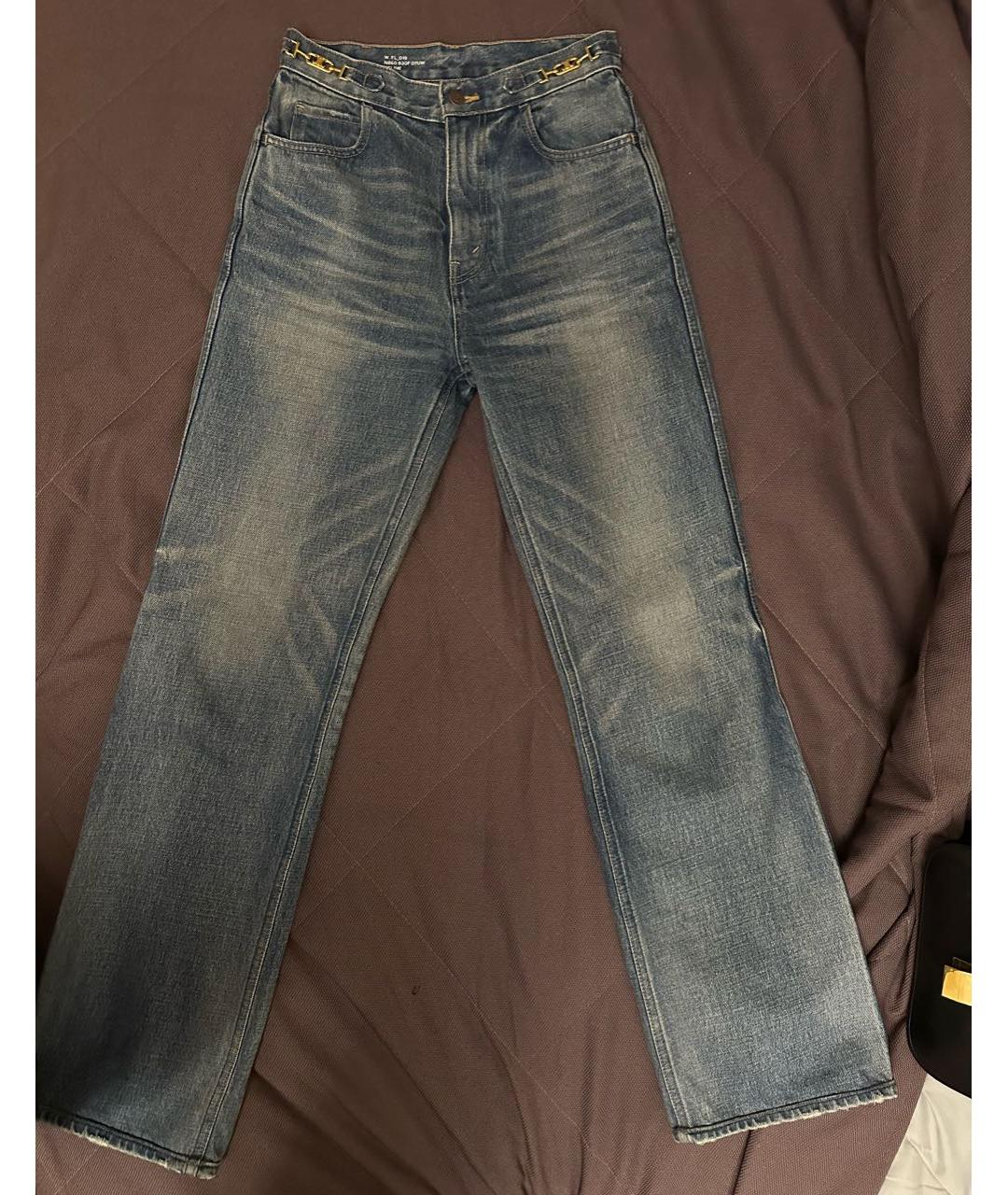 CELINE Синие хлопковые прямые джинсы, фото 9