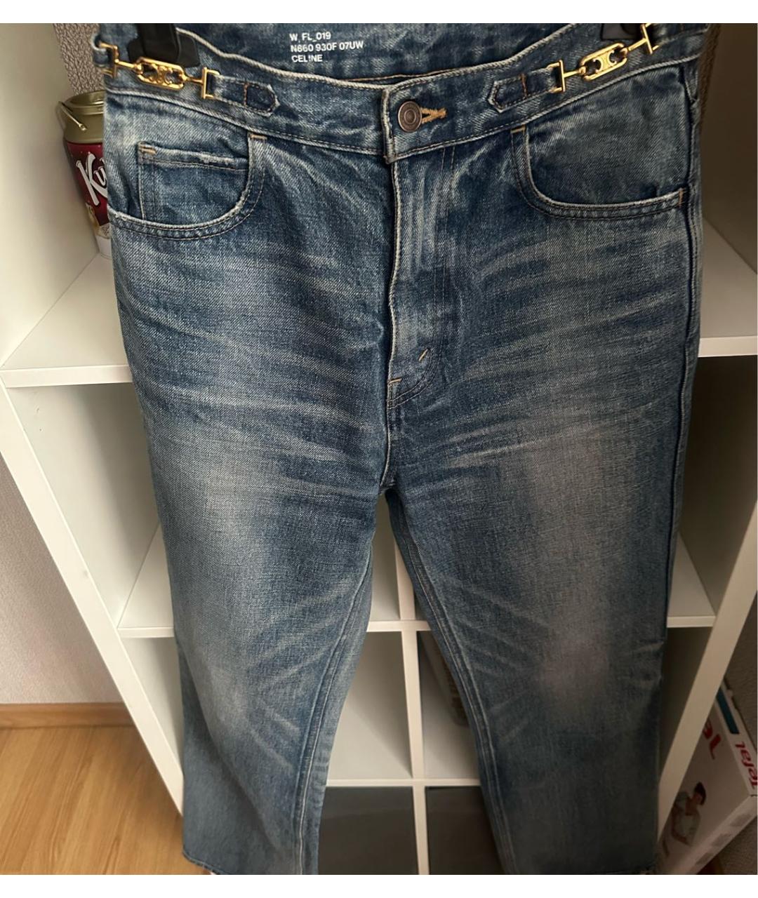 CELINE Синие хлопковые прямые джинсы, фото 7