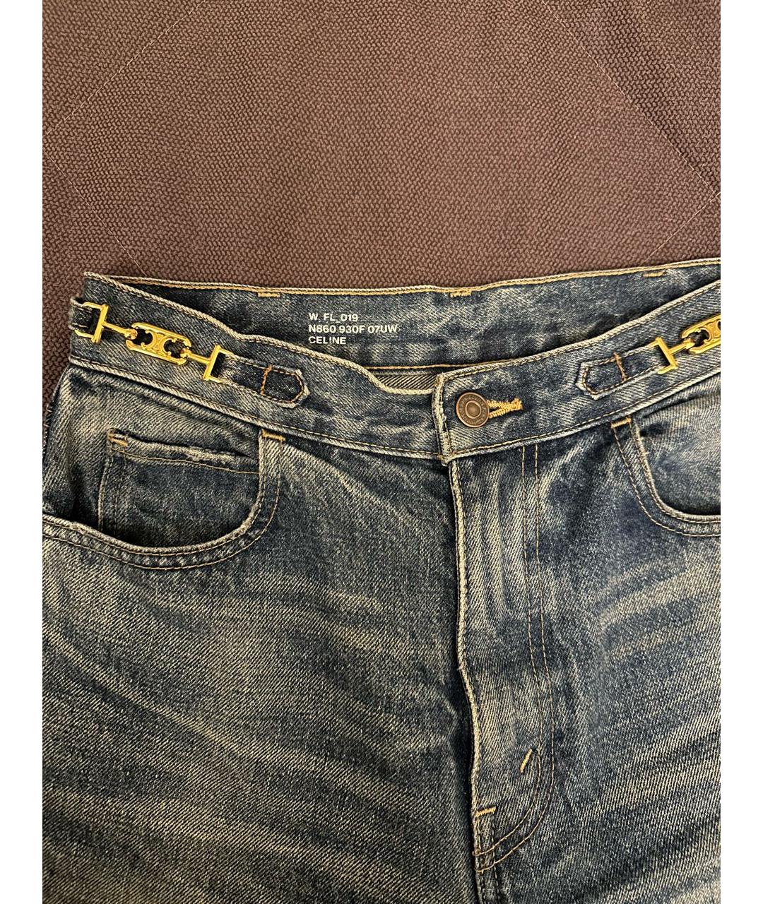 CELINE Синие хлопковые прямые джинсы, фото 4