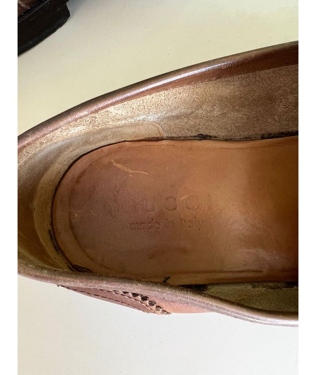 GUCCI Коричневые кожаные туфли, фото 6