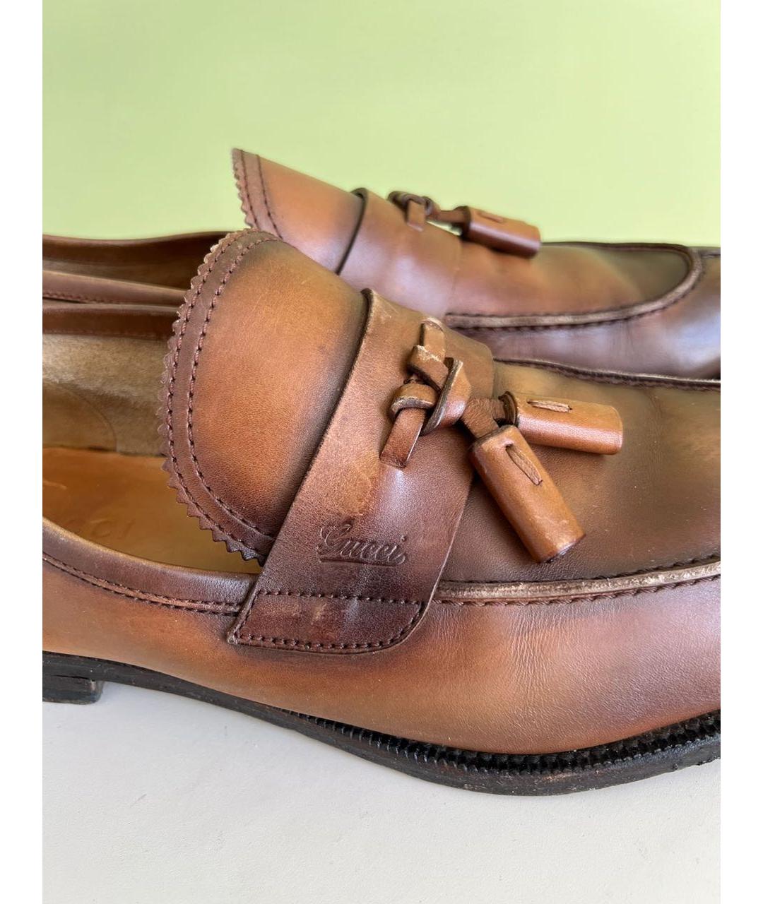 GUCCI Коричневые кожаные туфли, фото 4