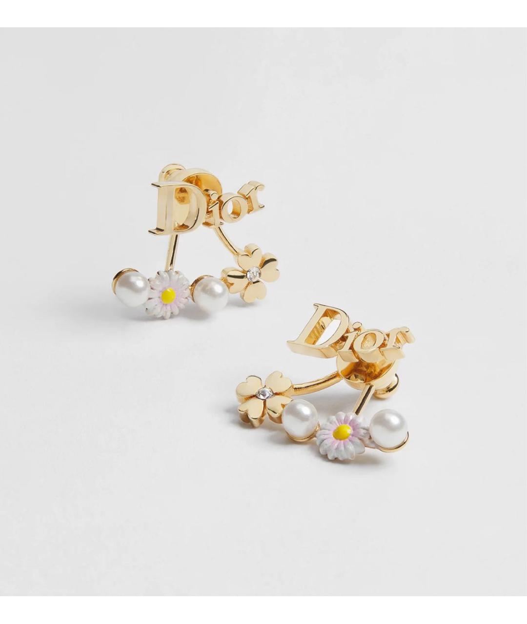 CHRISTIAN DIOR Желтые металлические серьги, фото 3
